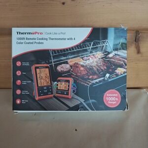 Therm Pro Remote Food Thermometer Model TP829B USED once‎ 1000ft 4 Probes B2